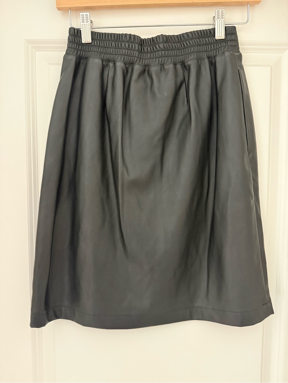 New J. Crew & Universal Standard Black Faux Leather A-Line Skirt